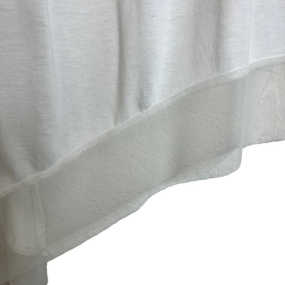BCBGMaxAzria Womens Long Sleeve Tunic Size Medium White Asymmetric Mesh Hem - Picture 4 of 5